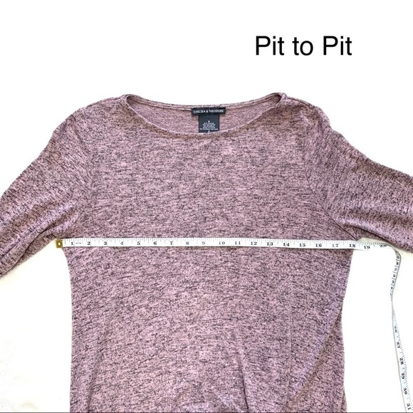 Chelsea & Theodore Mauve Marled Twist Hem 3/4 Sleeve Top Size Small - Picture 8 of 12